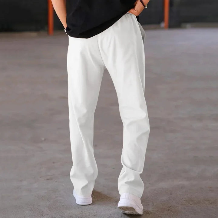 John | Men's Loose-Fit Straight Trousers with Pockets and Drawstring-Metro Lane Plaza