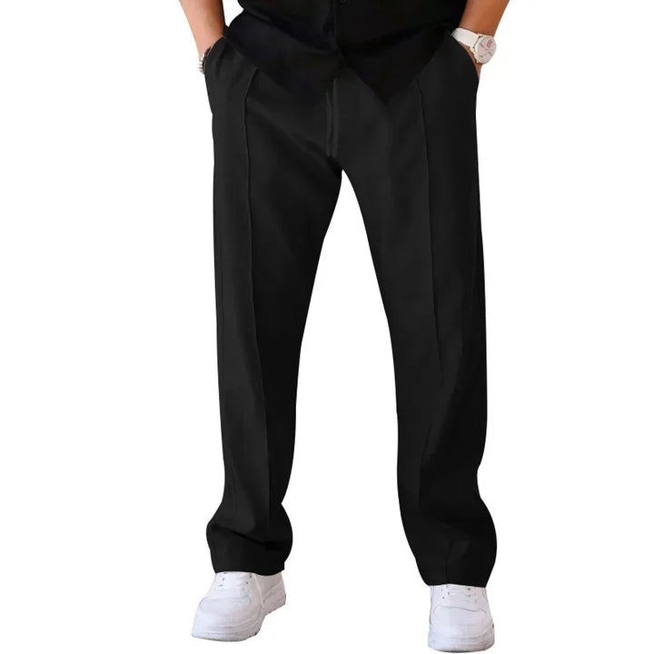 John | Men's Loose-Fit Straight Trousers with Pockets and Drawstring-Metro Lane Plaza
