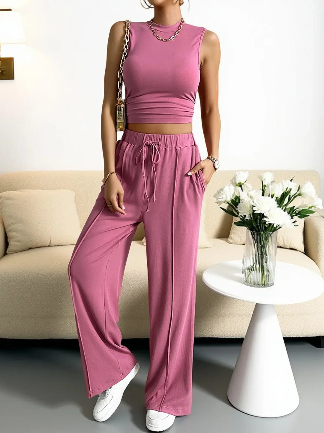 Lena | Women's Summer Two-Piece Pant Set-Metro Lane Plaza