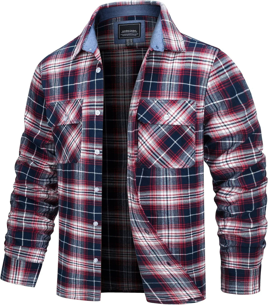 Men's Stylish Cotton Checked Flannel Shirt Jacket-Metro Lane Plaza
