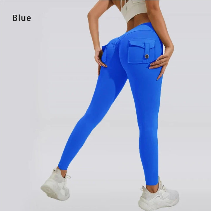 Calças de ioga respiráveis para mulher com bolso traseiro, leggings confortáveis