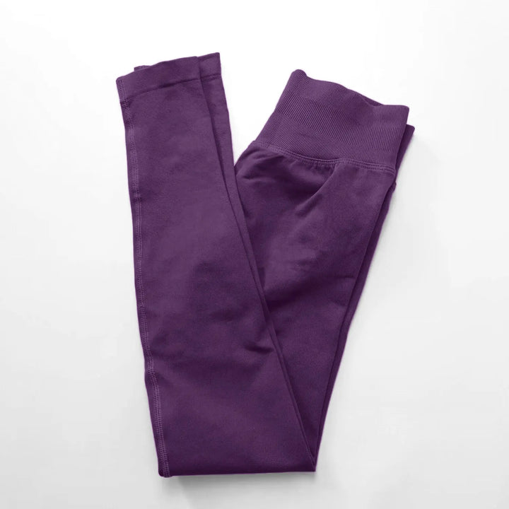 Leggings de ioga sem costuras, com cós canelado baixo, para mulher