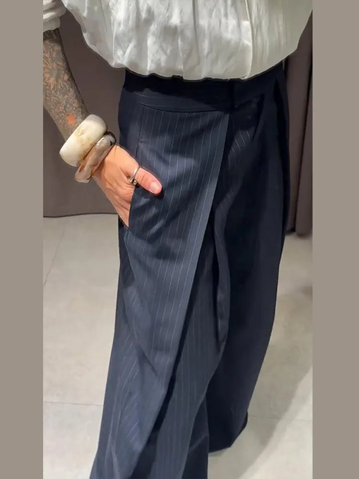 Maud | Women's Striped Baggy Trousers-Metro Lane Plaza