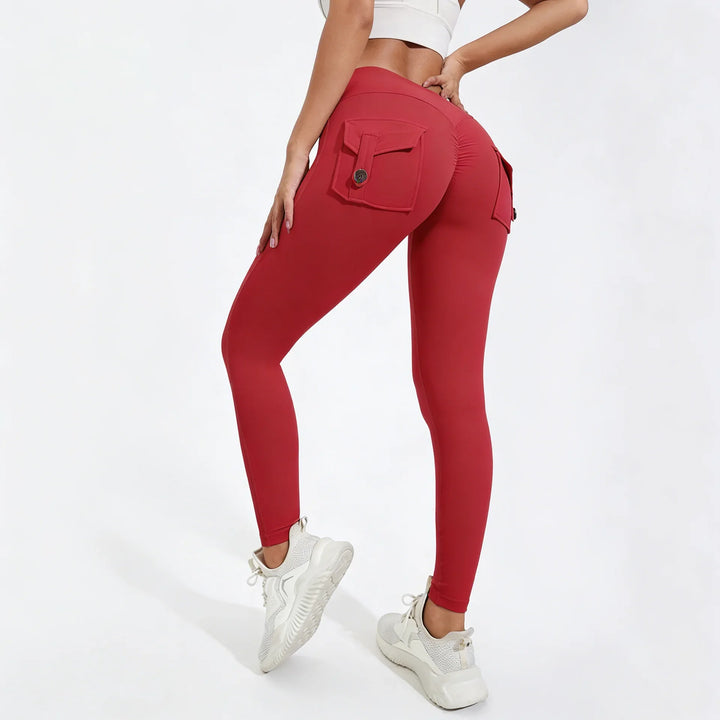 Calças de ioga respiráveis para mulher com bolso traseiro, leggings confortáveis