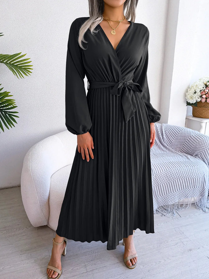 Ellie | Women's V-Neck Maxi Dress - Elegant Long Dress for Casual or Formal Wear-Metro Lane Plaza