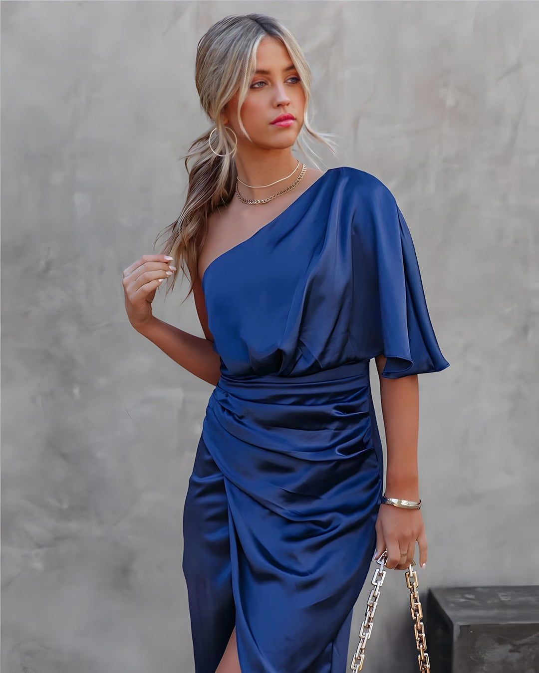 Women's Elegant Silk Evening Dress-Metro Lane Plaza