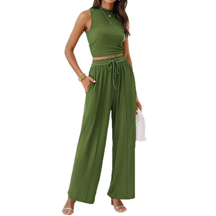 Lena | Women's Summer Two-Piece Pant Set-Metro Lane Plaza