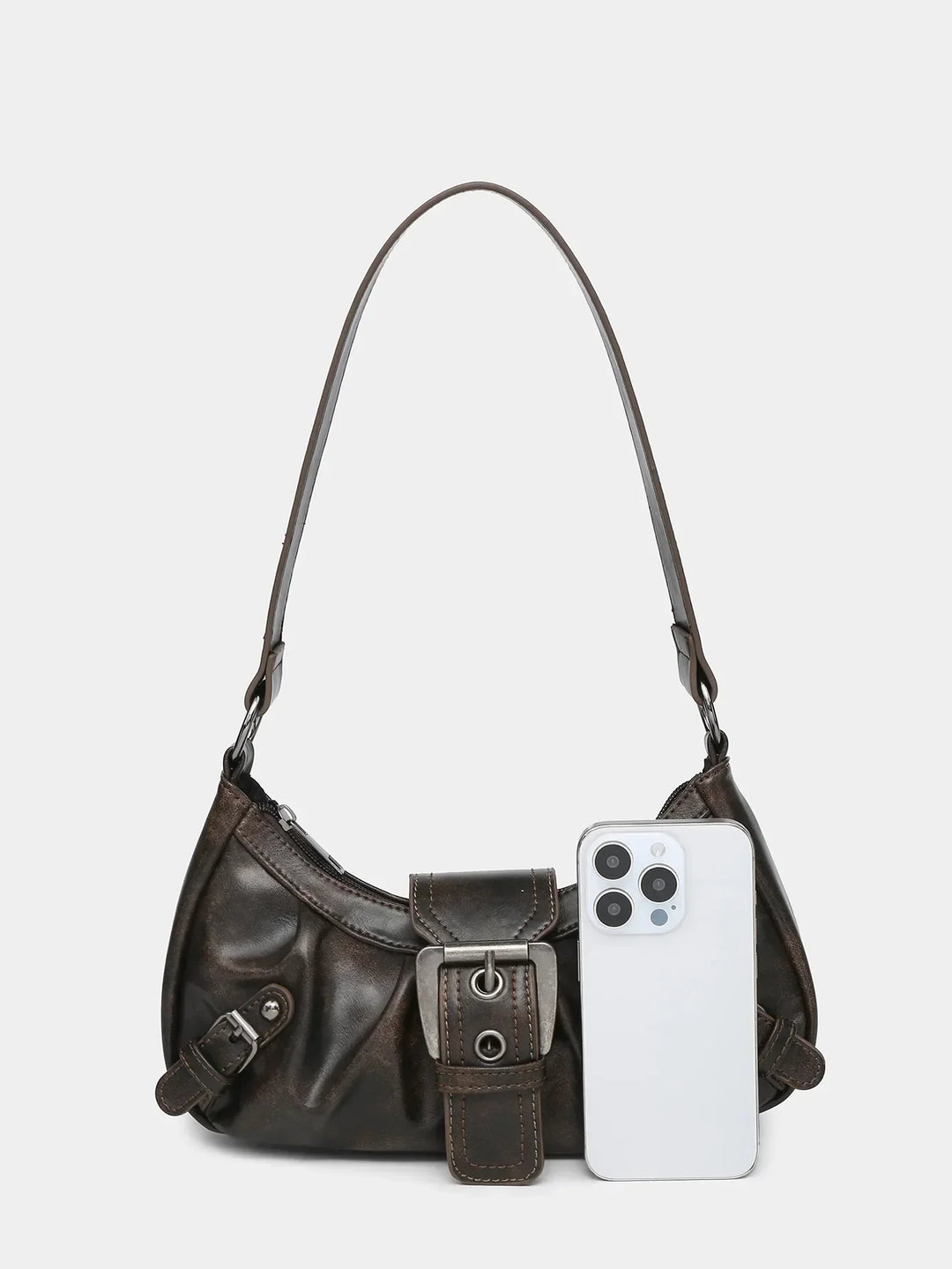 Women's Vintage Saddle Bag – Y2K Studded Shoulder Bag-Metro Lane Plaza