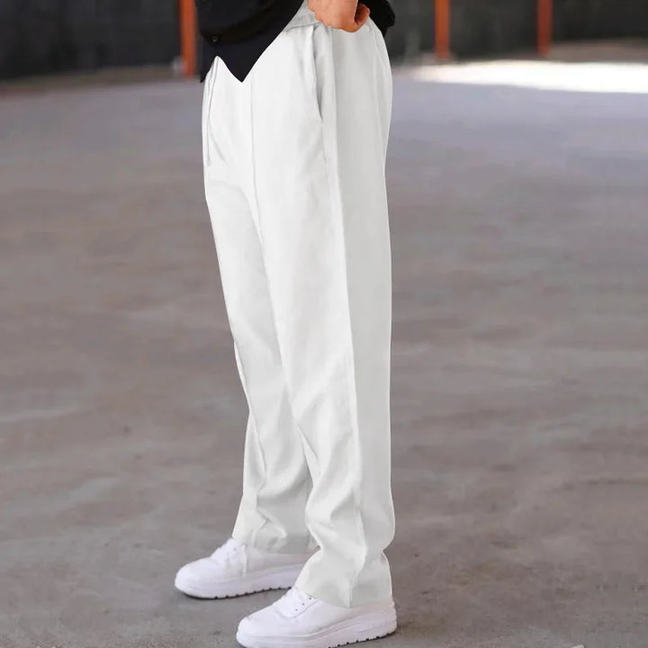 John | Men's Loose-Fit Straight Trousers with Pockets and Drawstring-Metro Lane Plaza