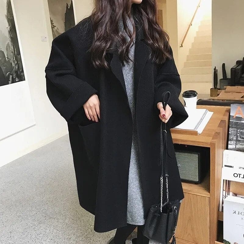 Langer Wollmischmantel für Damen