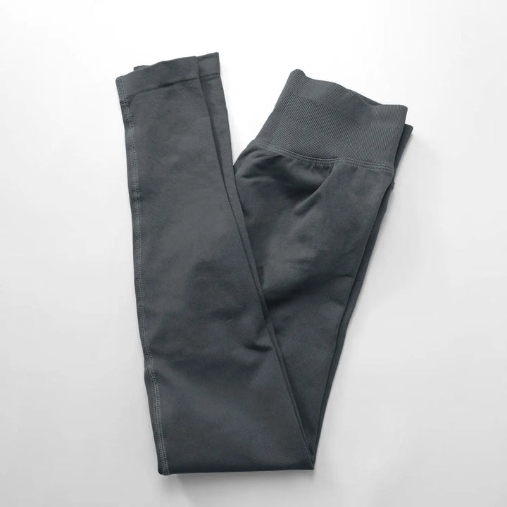 Leggings de ioga sem costuras, com cós canelado baixo, para mulher