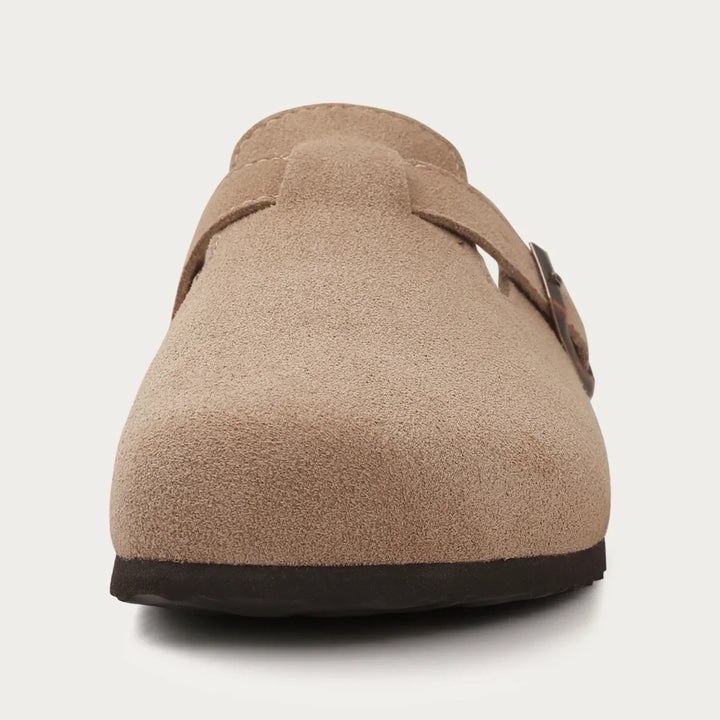 Sophia | Women's Suede Sandals with Cork Sole-Metro Lane Plaza