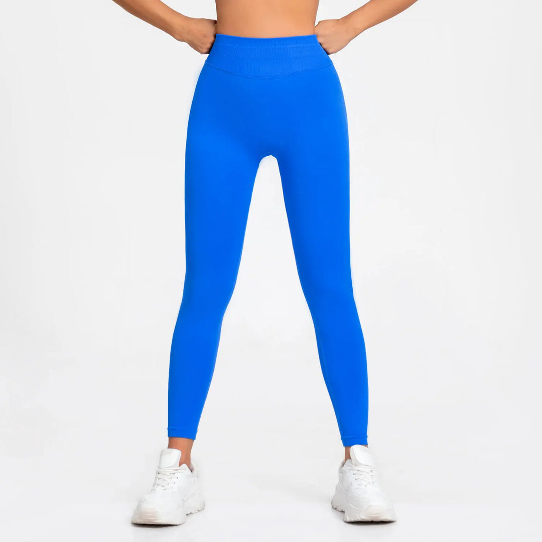 Leggings de ioga sem costuras, com cós canelado baixo, para mulher