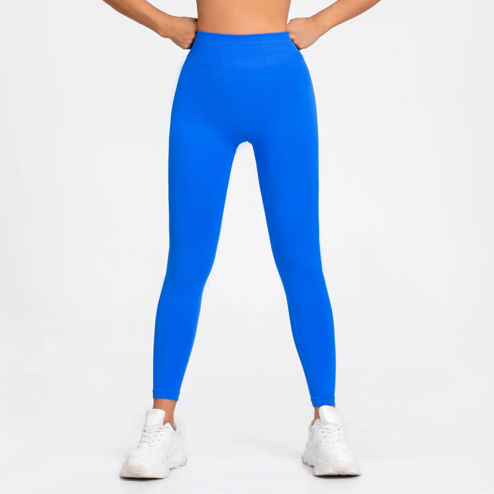 Leggings de ioga sem costuras, com cós canelado baixo, para mulher