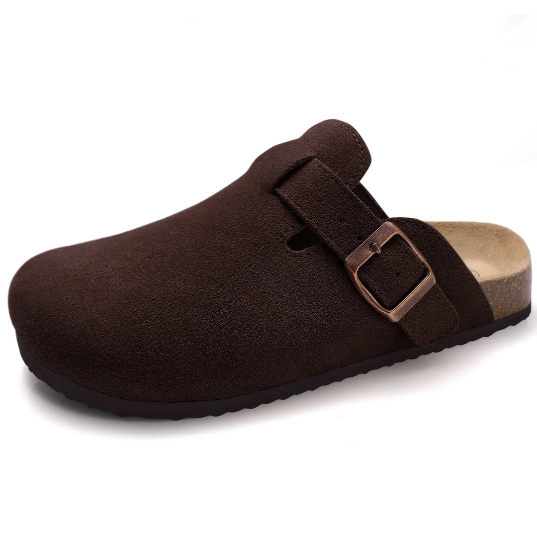 Sophia | Women's Suede Sandals with Cork Sole-Metro Lane Plaza