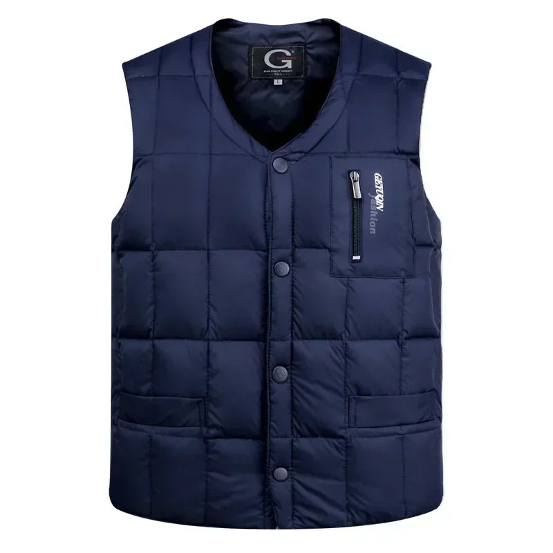 Leichte Daunenweste für Herren – V-Ausschnitt, Winterjacke aus Polyester