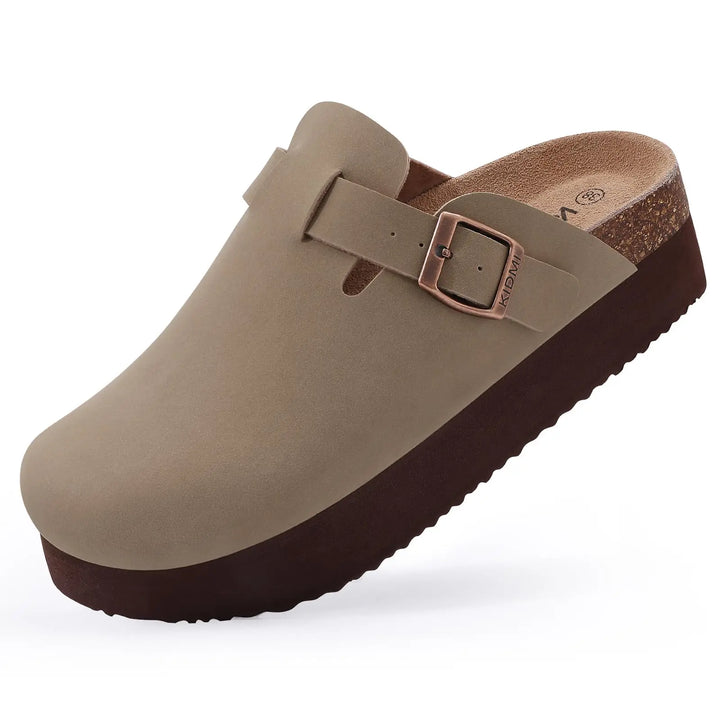 Sophia | Women's Suede Sandals with Cork Sole-Metro Lane Plaza