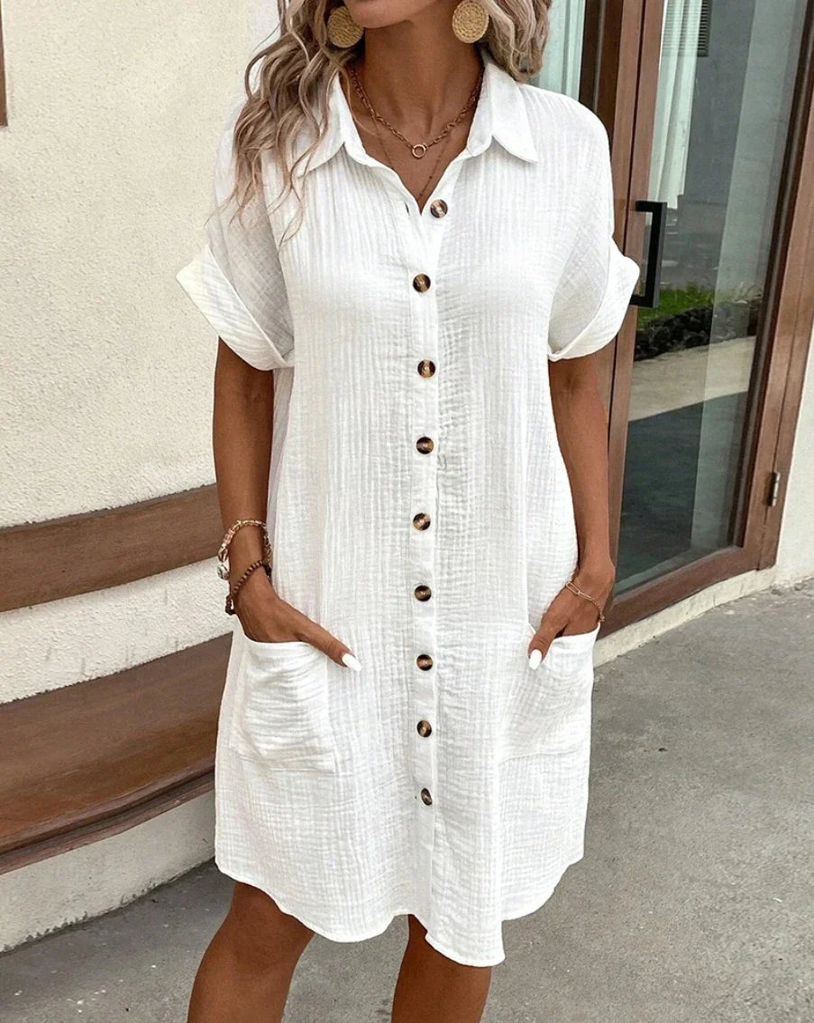 Serenity | Comfortable Cotton Mini Dress for Effortless Style-Metro Lane Plaza