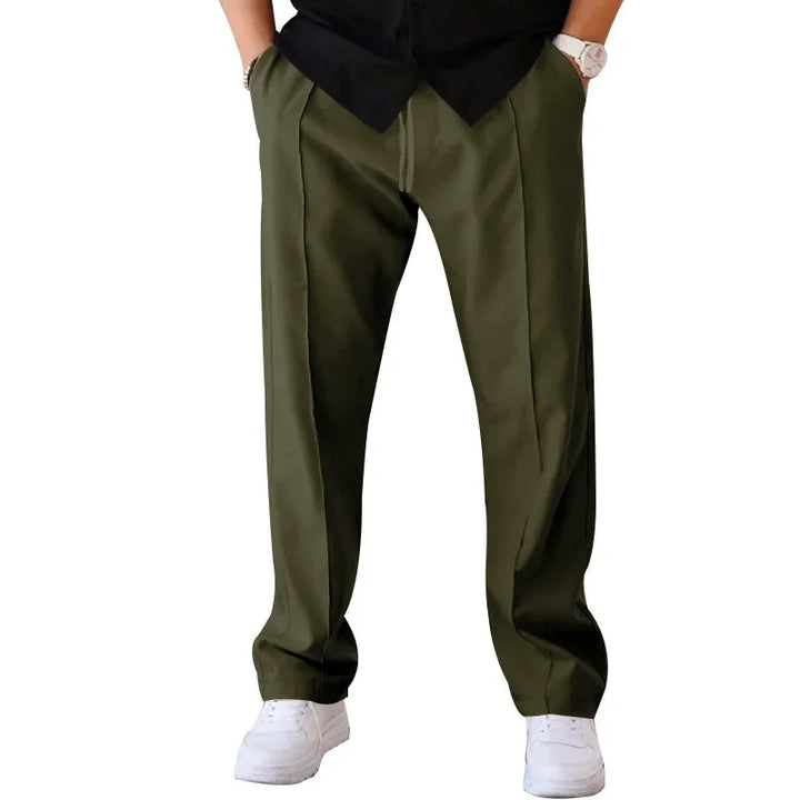 John | Men's Loose-Fit Straight Trousers with Pockets and Drawstring-Metro Lane Plaza