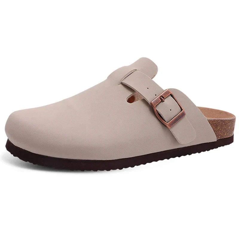 Sophia | Women's Suede Sandals with Cork Sole-Metro Lane Plaza