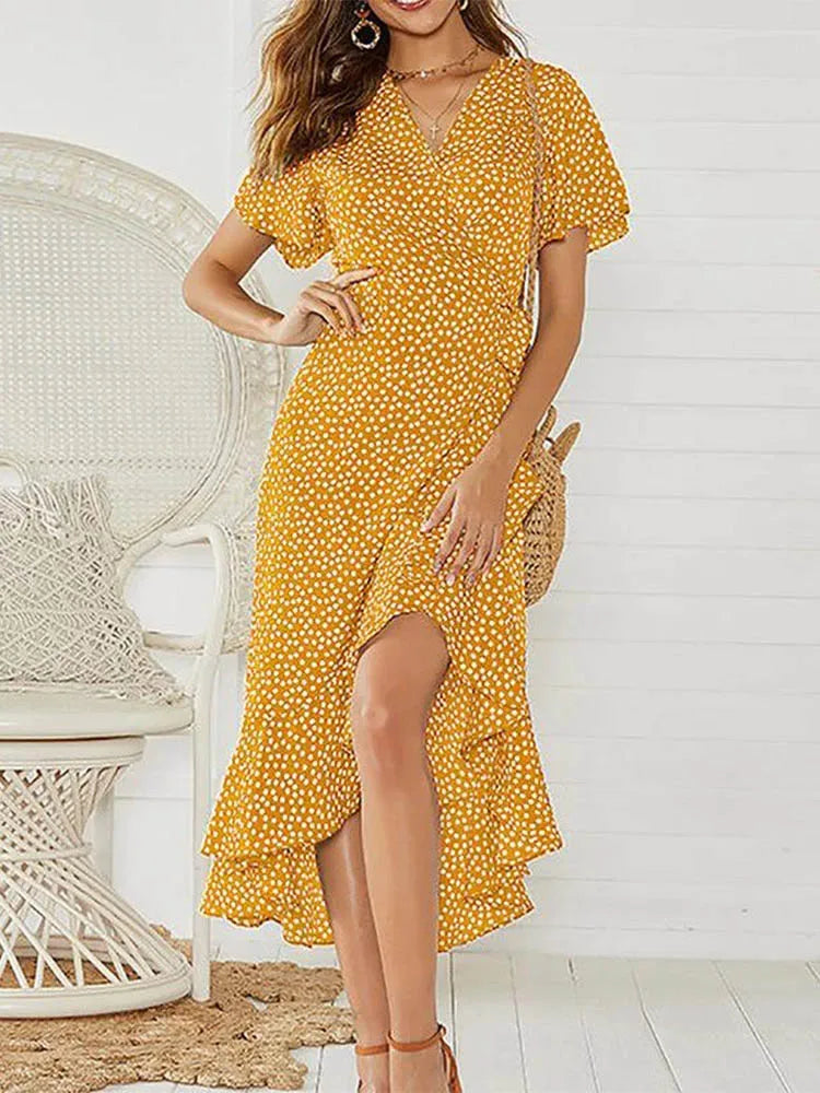 Ella | Women's Polka Dot Maxi Dress-Metro Lane Plaza