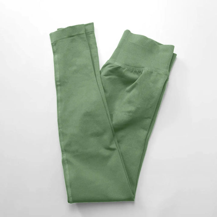 Leggings de ioga sem costuras, com cós canelado baixo, para mulher