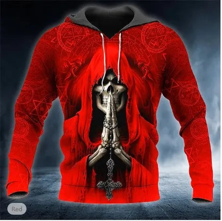 Herren-Pullover-Hoodie mit 3D-Schädelprint – lässige Herbstmode