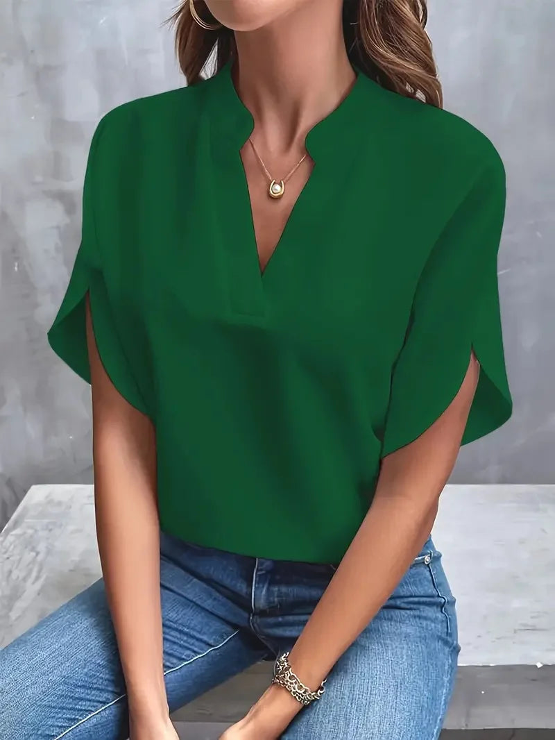 Bettina | Women's Stylish V-Neck Flowing Blouse-Metro Lane Plaza