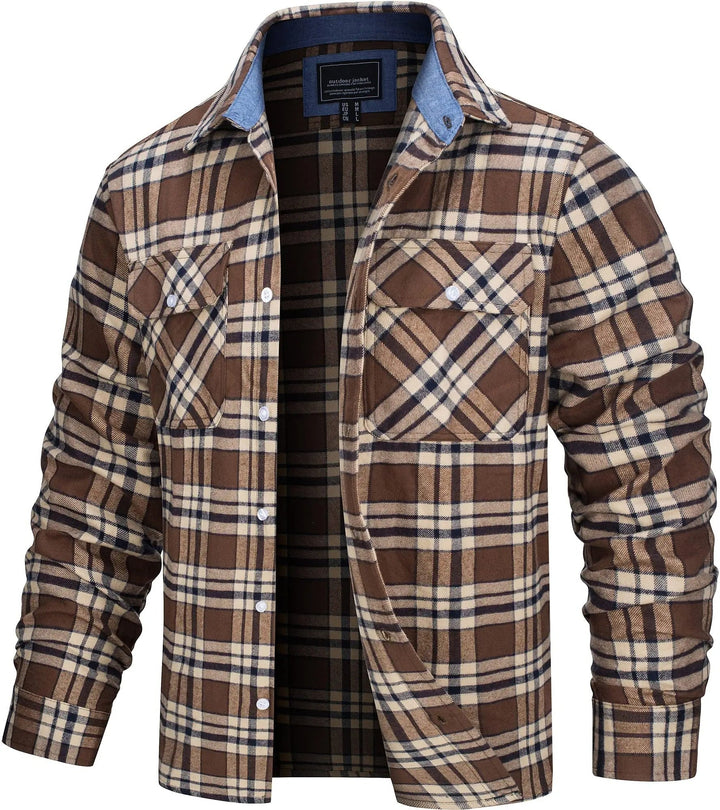Men's Stylish Cotton Checked Flannel Shirt Jacket-Metro Lane Plaza