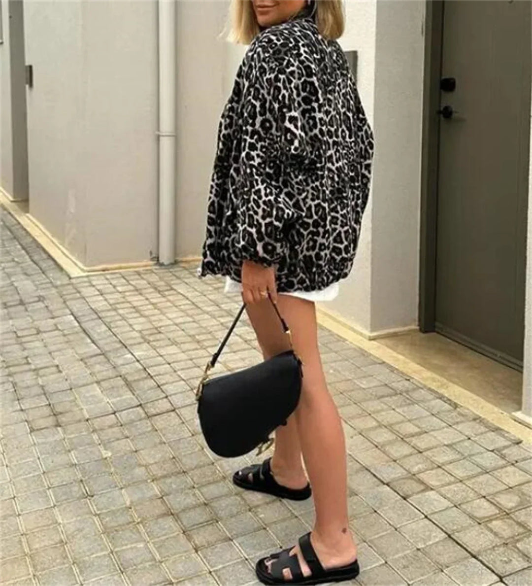 Leopard Print Bomber Jacket | Stylish Women's Mid-Season Outerwear-Metro Lane Plaza