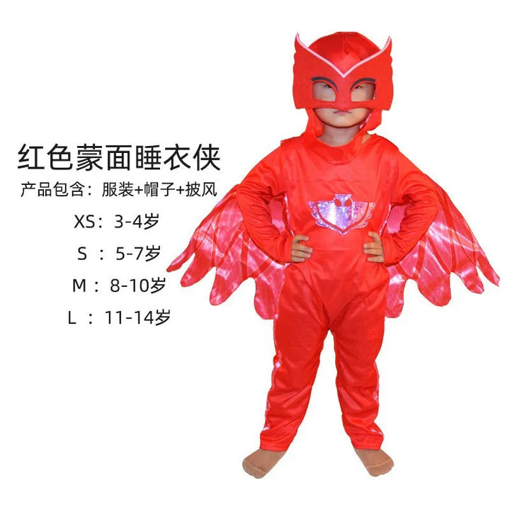 Disfraz de pijama azul de héroe del anime con máscara para niños