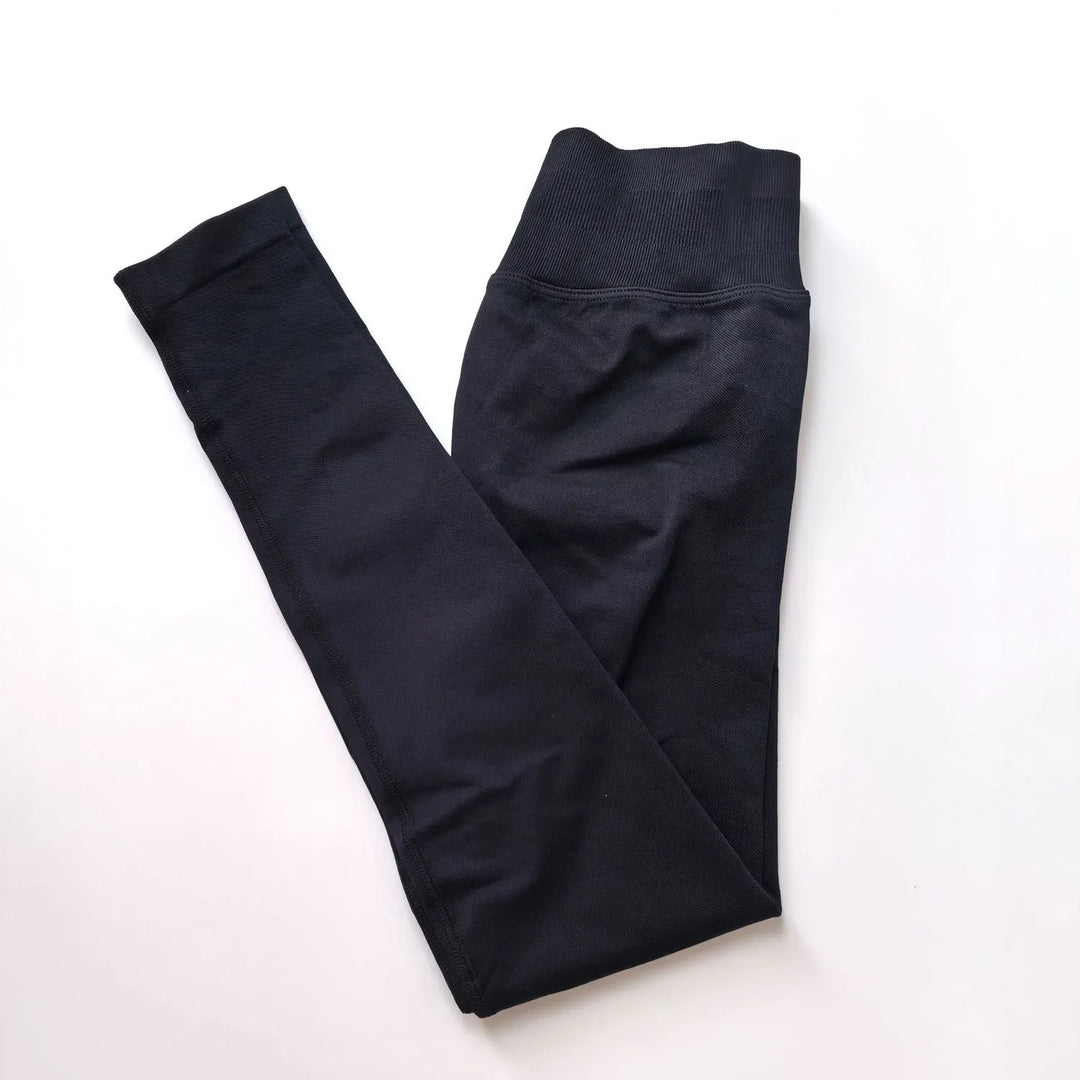 Leggings de ioga sem costuras, com cós canelado baixo, para mulher