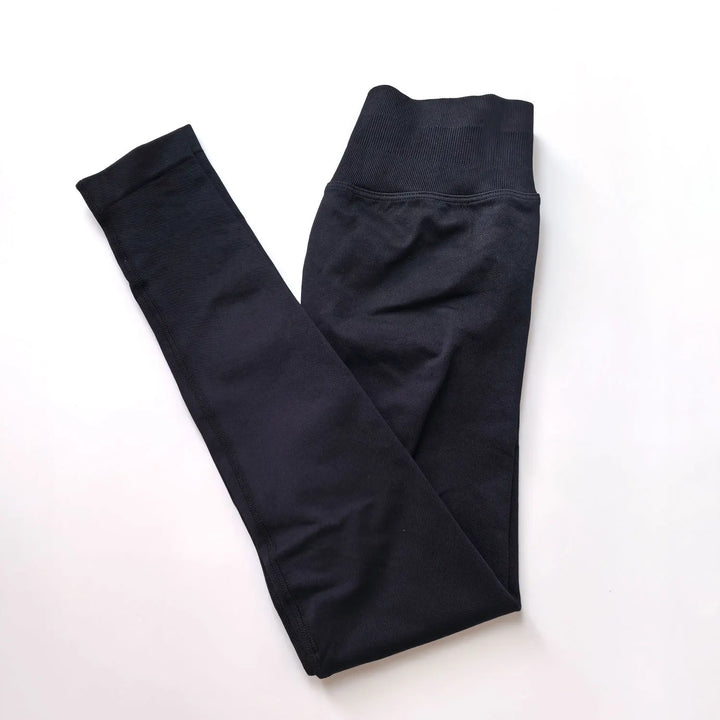 Leggings de ioga sem costuras, com cós canelado baixo, para mulher