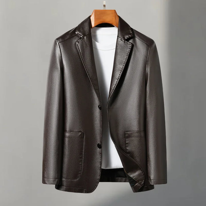 Americana de cuero para hombre al estilo de Milán