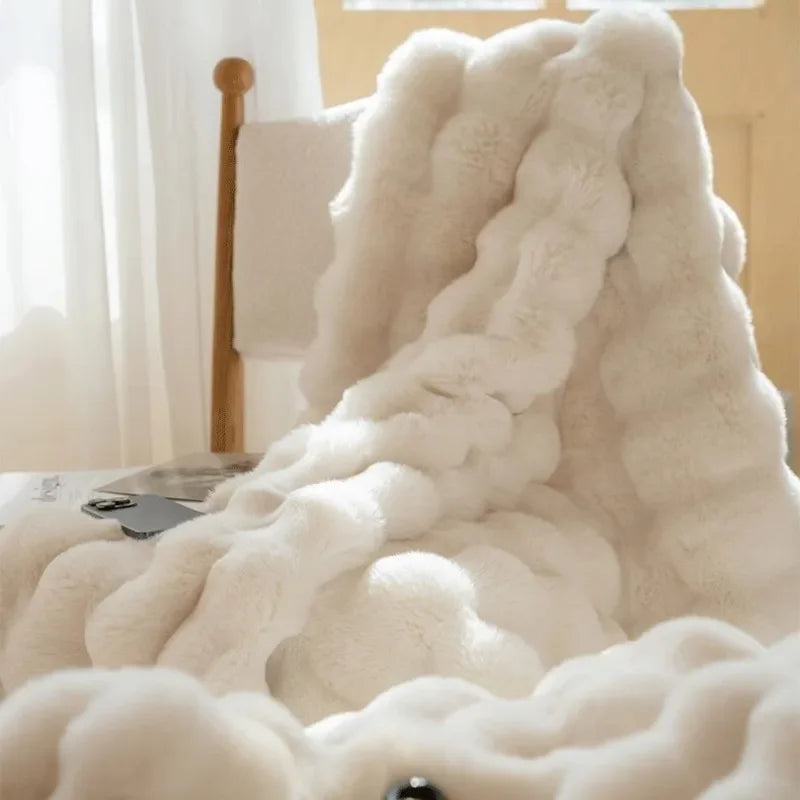 Reversible Faux Fur Throw Blanket-Metro Lane Plaza