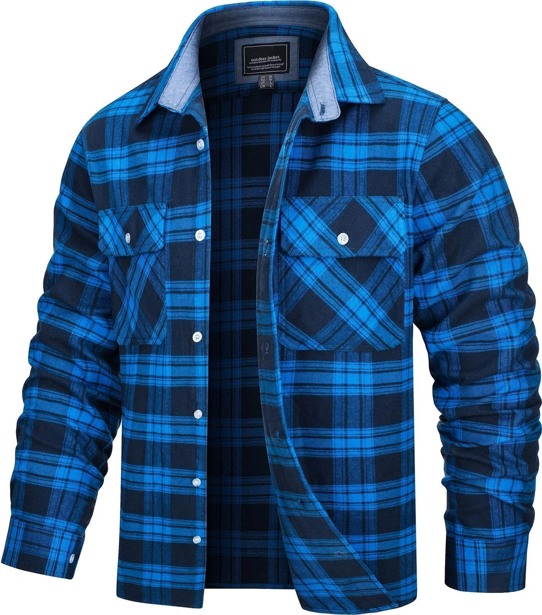 Men's Stylish Cotton Checked Flannel Shirt Jacket-Metro Lane Plaza