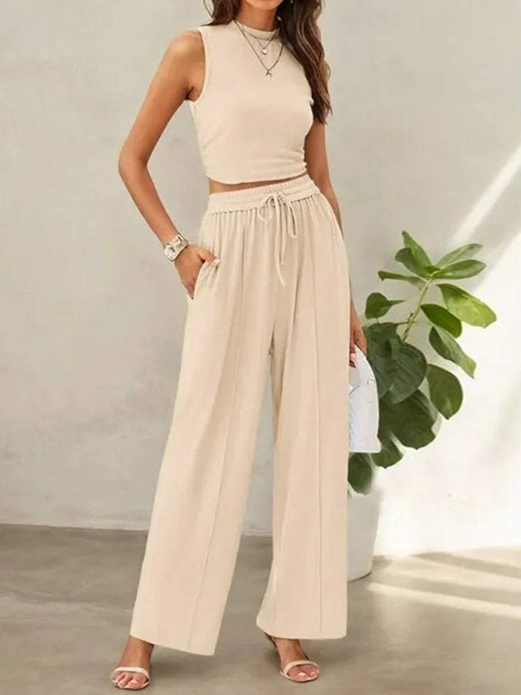 Lena | Women's Summer Two-Piece Pant Set-Metro Lane Plaza
