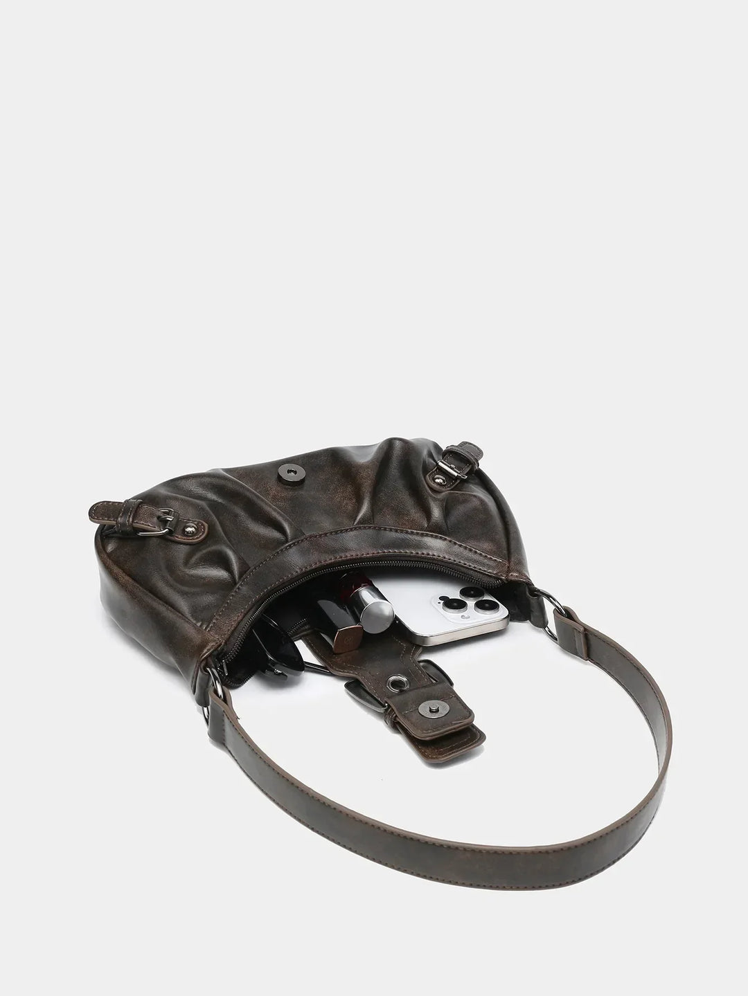 Women's Vintage Saddle Bag – Y2K Studded Shoulder Bag-Metro Lane Plaza