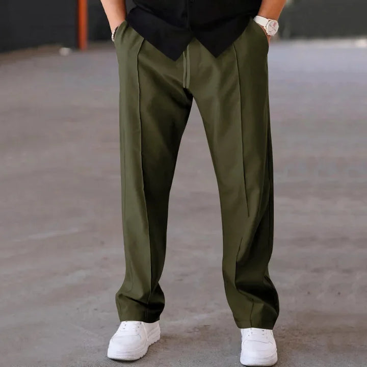 John | Men's Loose-Fit Straight Trousers with Pockets and Drawstring-Metro Lane Plaza