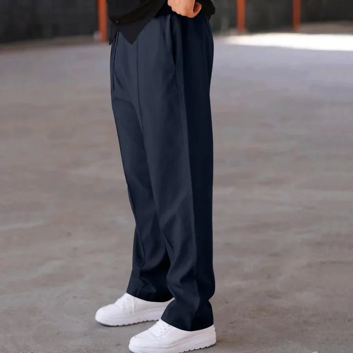 John | Men's Loose-Fit Straight Trousers with Pockets and Drawstring-Metro Lane Plaza