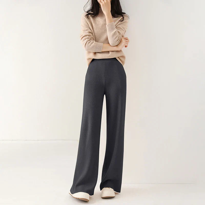 Luxe Merino Pants | Women's High Waist Merino Wool Trousers-Metro Lane Plaza