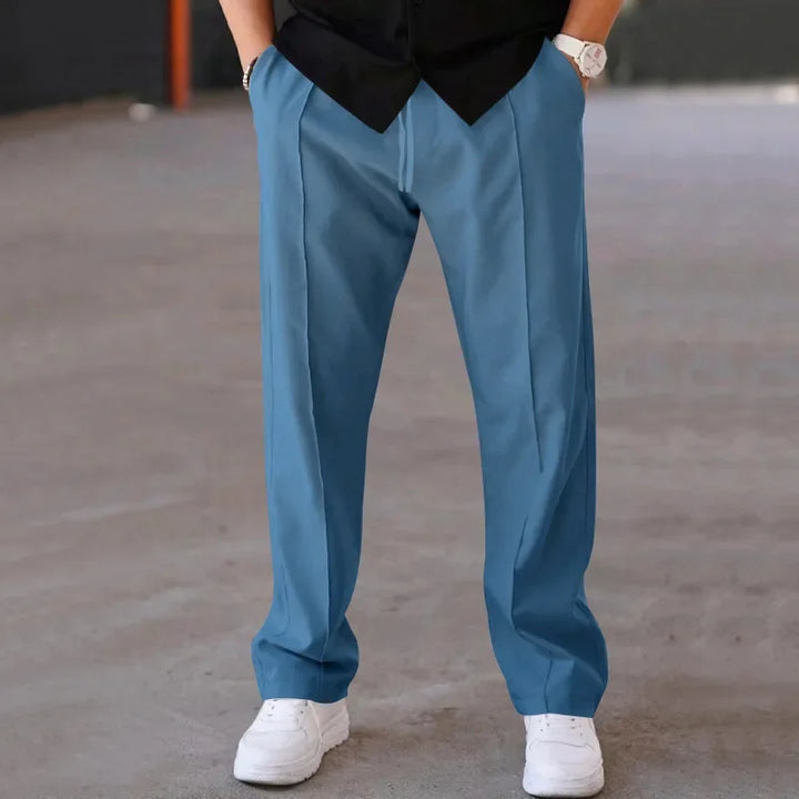 John | Men's Loose-Fit Straight Trousers with Pockets and Drawstring-Metro Lane Plaza