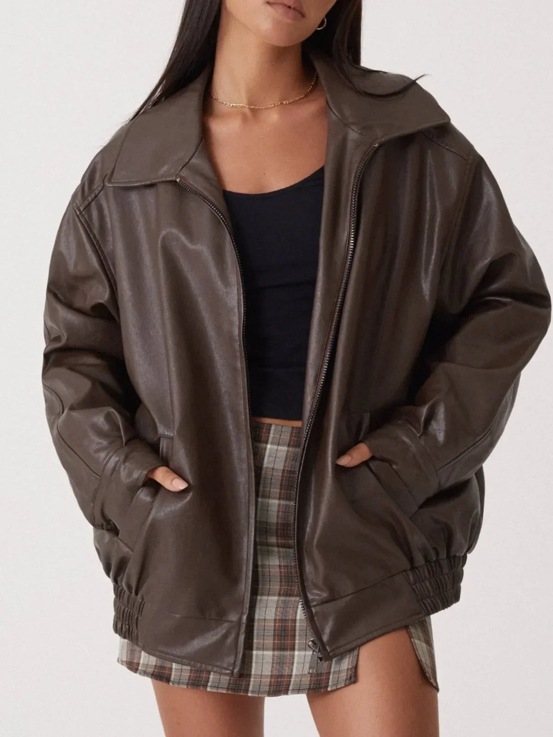 Oversize-Lederjacke für Damen