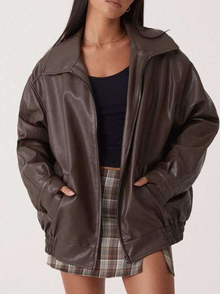 Oversize-Lederjacke für Damen