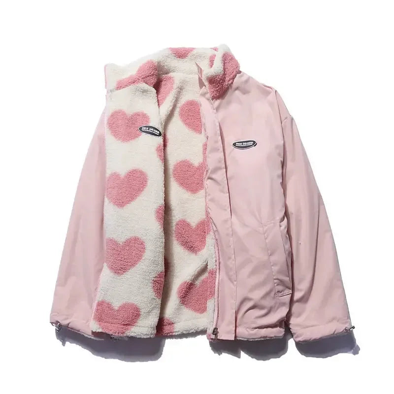 Giacca reversibile con cuore e dal comfort avvolgente da donna