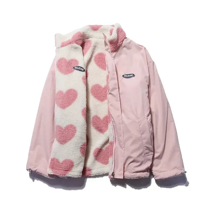 Giacca reversibile con cuore e dal comfort avvolgente da donna