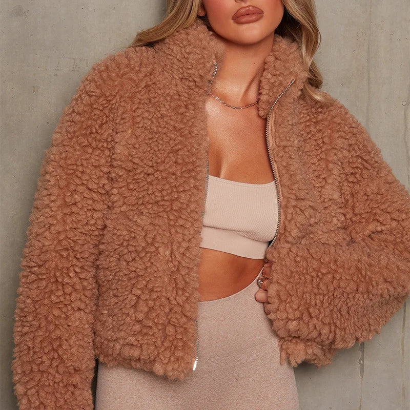 Women's Cozy Sherpa Jacket-Metro Lane Plaza