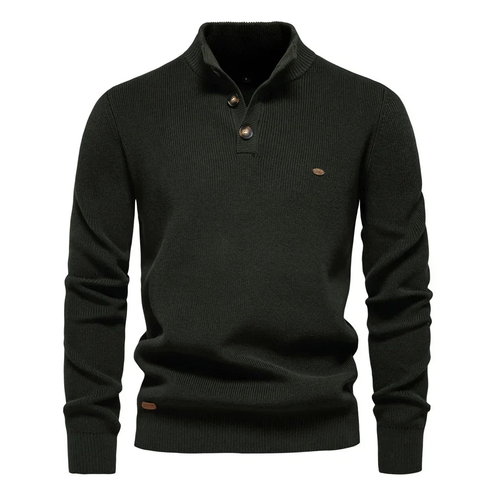 Maglione da uomo in maglia a girocollo con dettagli di bottoni