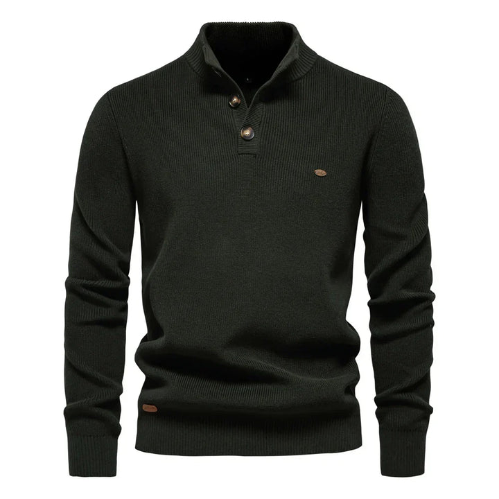 Maglione da uomo in maglia a girocollo con dettagli di bottoni