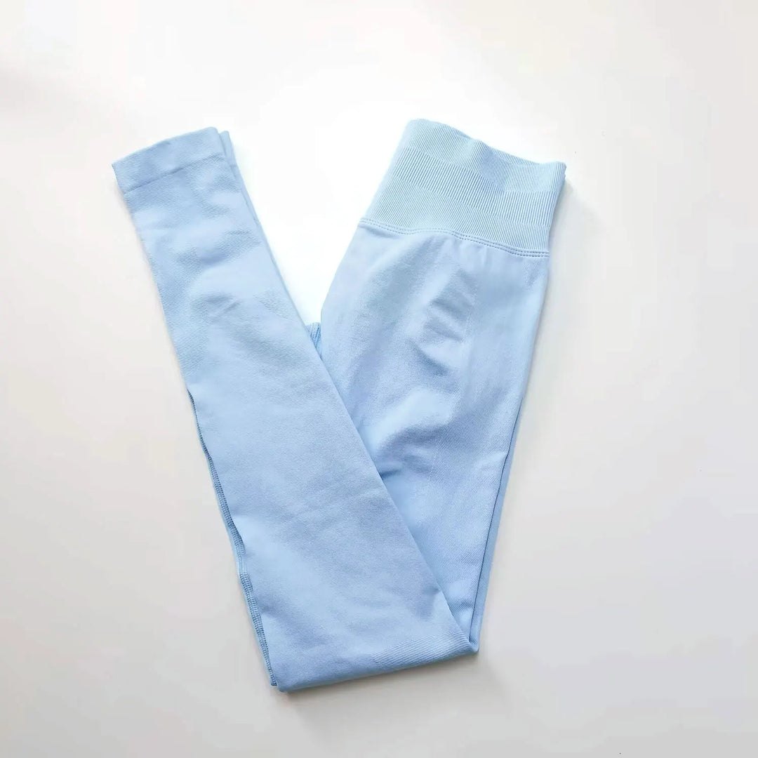 Leggings de ioga sem costuras, com cós canelado baixo, para mulher